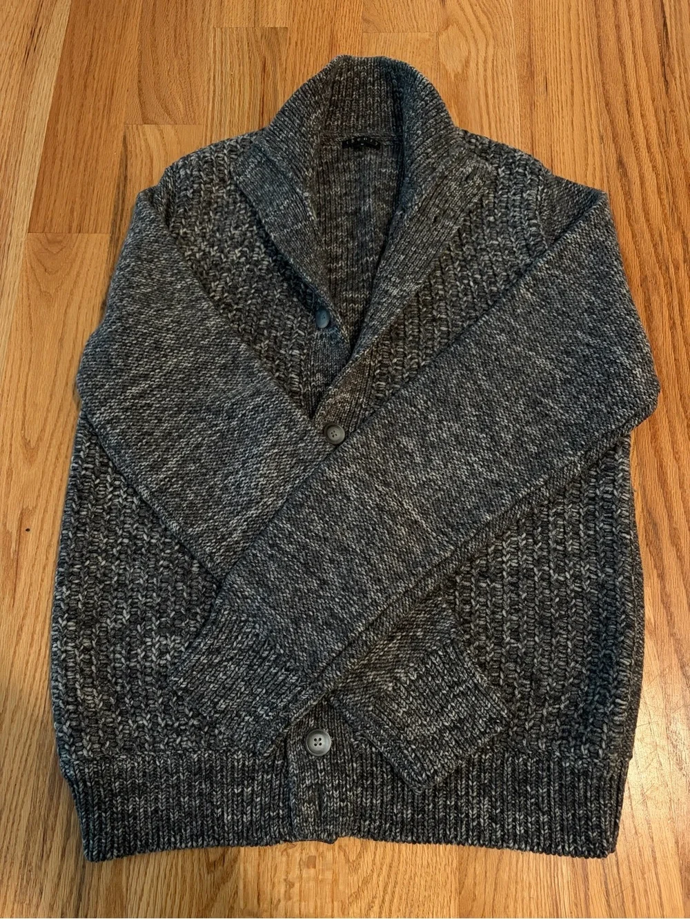 Theory Men's Shawl Collar Cardigan in Heather Charcoal